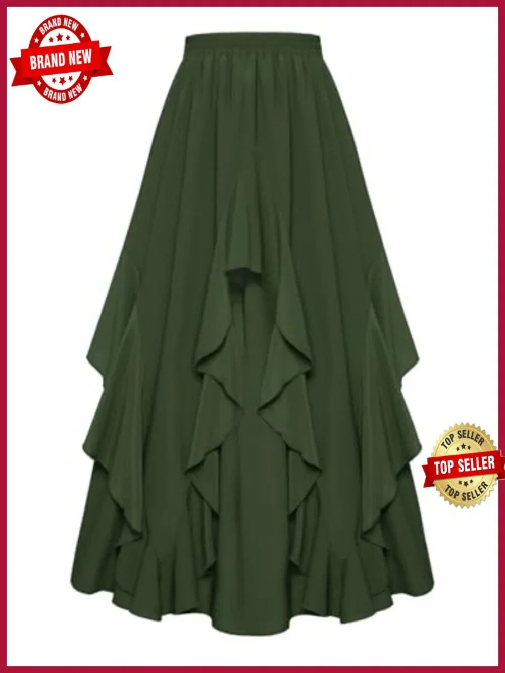 Ruffled Chiffon Flowy Renaissance Maxi Skirt with Pockets A-Line Irregular Hem